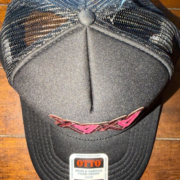 OTTO Black Trucker Hat with Red and Pink Heart Design - Picture 4 of 5